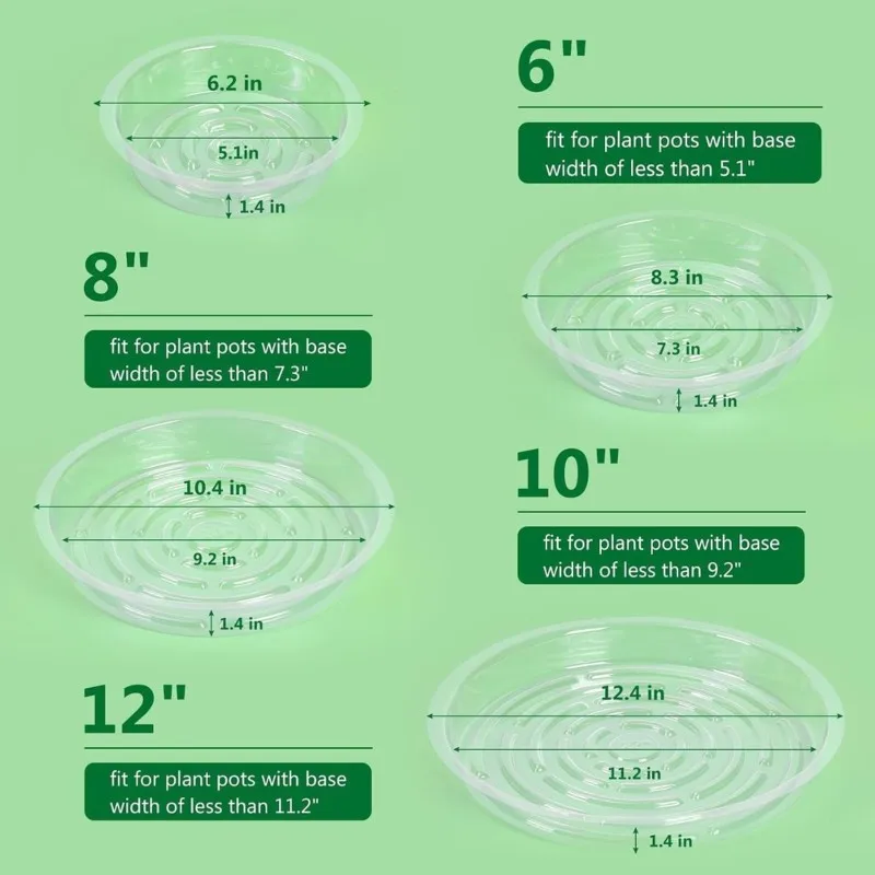 [HOT!】 20 Pcs Clear Flower Pot Trays-Heavy Duty Plastic Plant Saucers Drip Trays In 6/8/10/12 Inch Sizes For Indoor Outdoor Plan