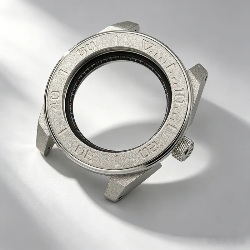 silver-king-samurai-watch-case-grit-nail‑sand-finish-mod-accessory-compatible-with-nh35-nh36-nh34-4r35-7s-automatic-movement