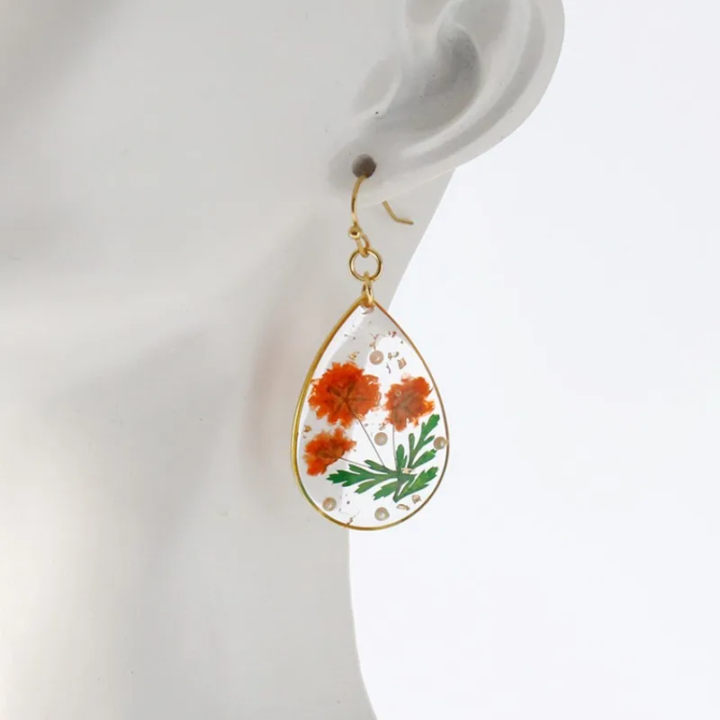 Pressed Flower Geometric Earrings Epoxy Resin Jewelry For Women 25