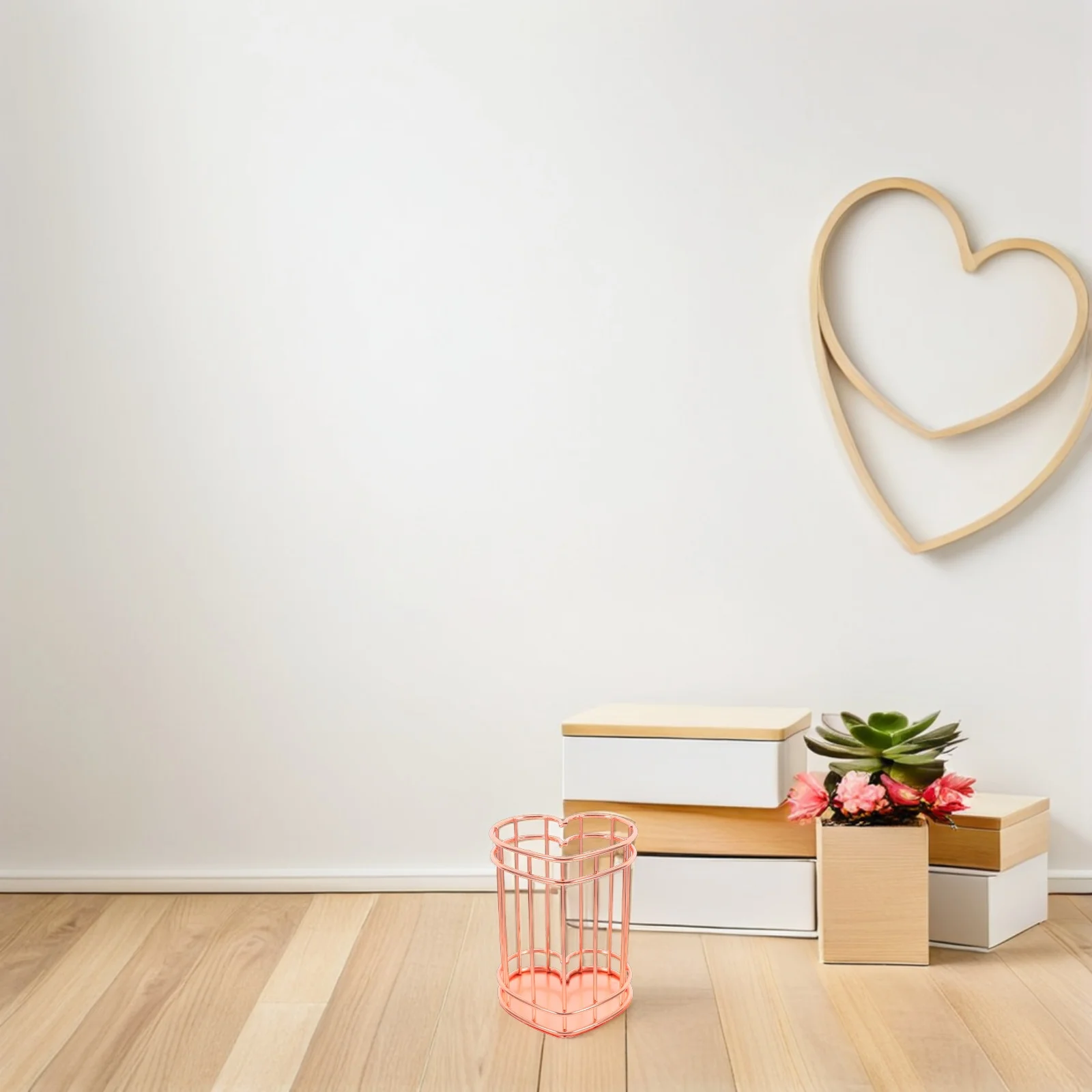 

Heart Shape Metal Pen Holder Desktop Creative Wire Storage Pencil Holder Makeup Brush Pot Nordic Desktop