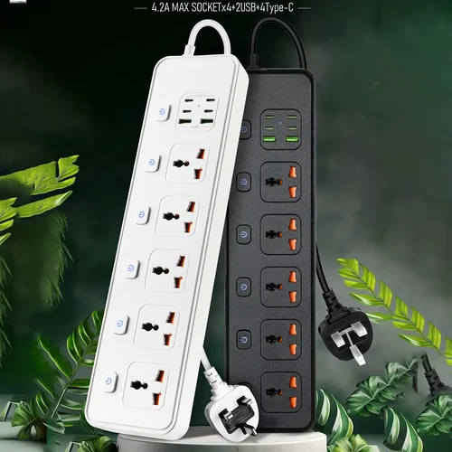 Imagen 2 del producto Regleta toma de corriente Universal UK AU UE EE. UU. USB TypeC PD 2500W Cable de extensión de protección contra sobrecarga 1,2 m enchufes eléctricos