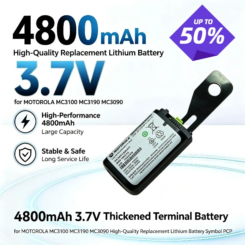 4800mAh 3.7V Thickened Terminal Battery for MOTOROLA MC3100 MC3190 MC3090 High‑Quality Replacement Lithium Battery Symbol PCP