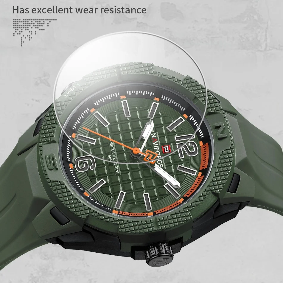 นาฬิกาข้อมือผู้ชาย NAVIFORCE ของแท้ สาย TPU แฟชั่น นาฬิกาควอตซ์ดิจิตอล กันน้ำ เข็มเรืองแสง Relogio Masculino