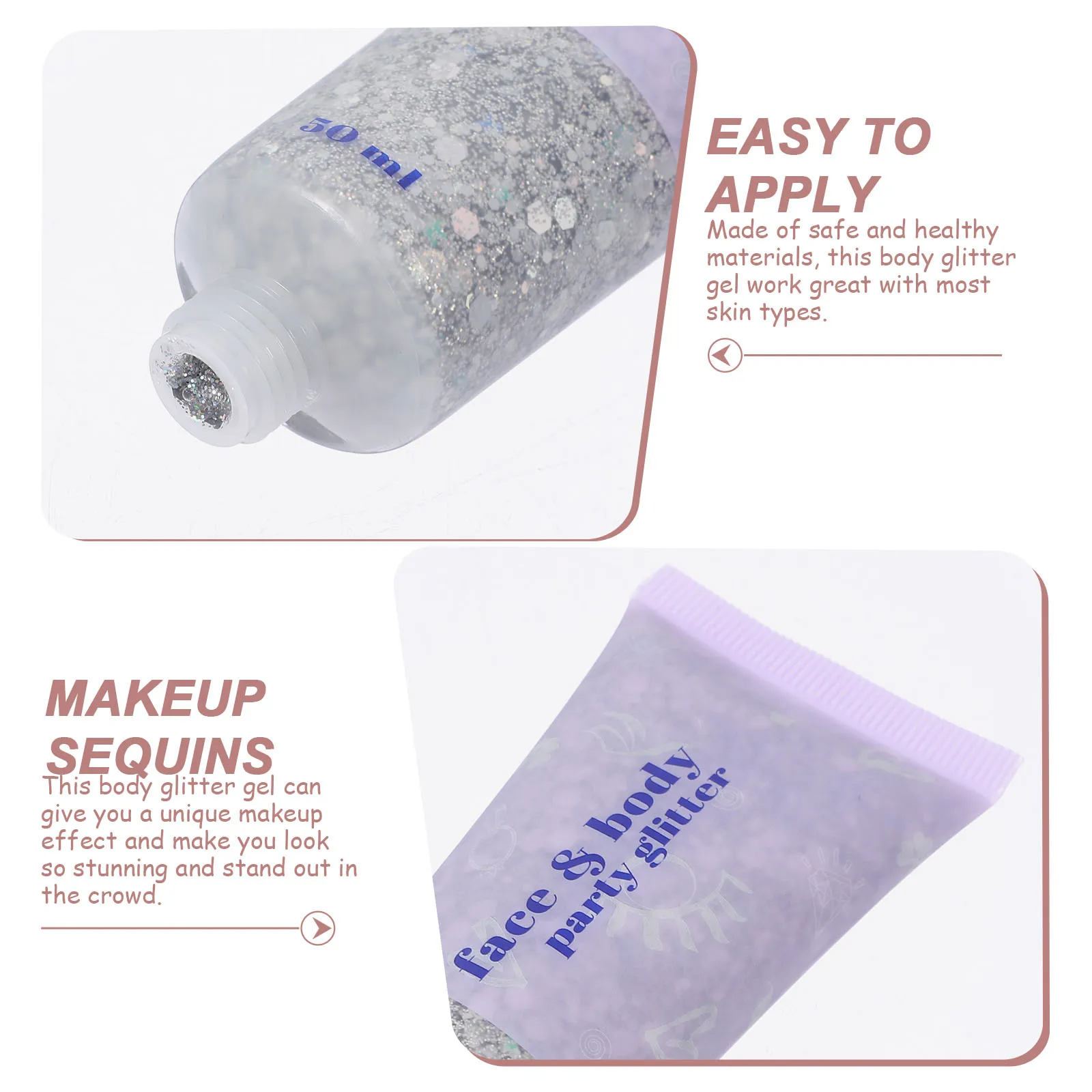 جل لامع للجسم 50 مل، سائل لامع متعدد الاستخدام للنساء، شعر الوجه، جسم الأظافر، مظهر الوجه اللامع