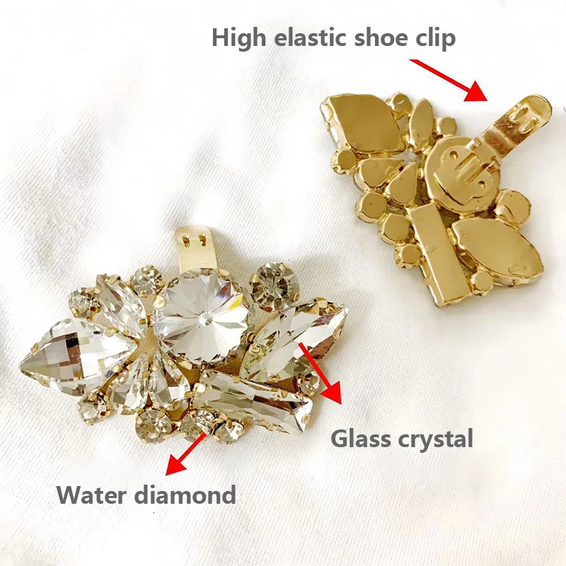 Clip de zapatos de cristal Irregular para mujer, hebilla de zapato de tacón alto, diamantes de imitación extraíbles, flor de zapato de boda, abrazadera de zapato, decoración de joyería, 1Pc