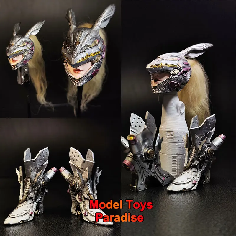 

1/6 Scale Woman Soldier Sci Fi Mecha Hip Hop Style Mobile Suit Girl Helmet High Heels Fit 12inch Action Figure Body