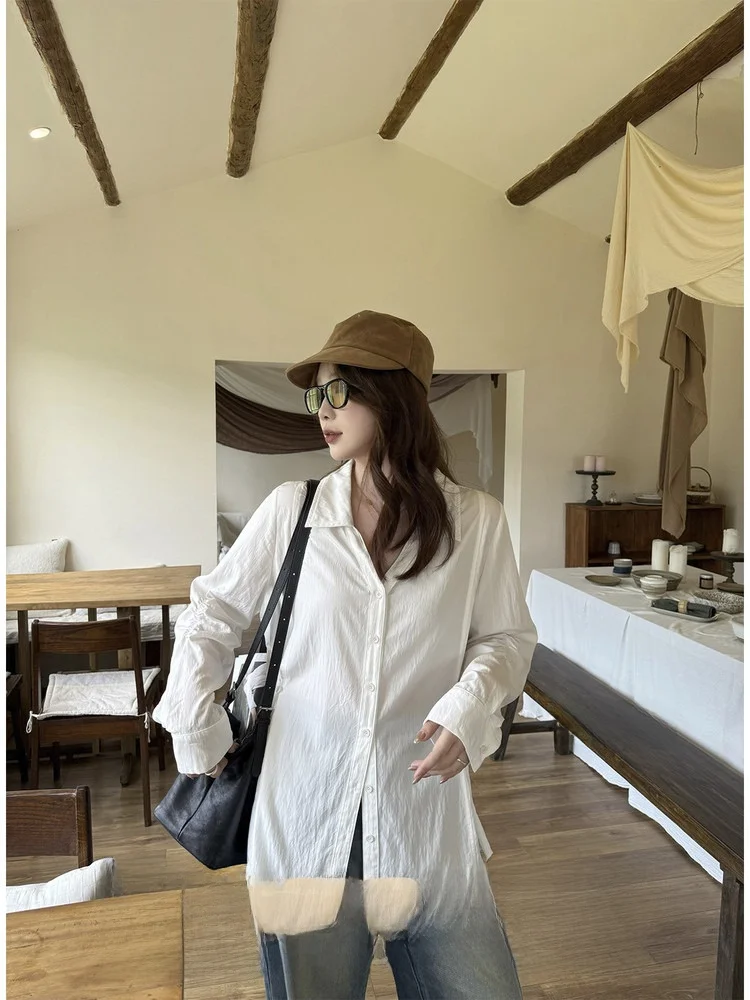 

plus Size Women's irt French Sle Loose Fit Long Sve Pleated Slimming Top Early Autumn New Design for Plump Sister