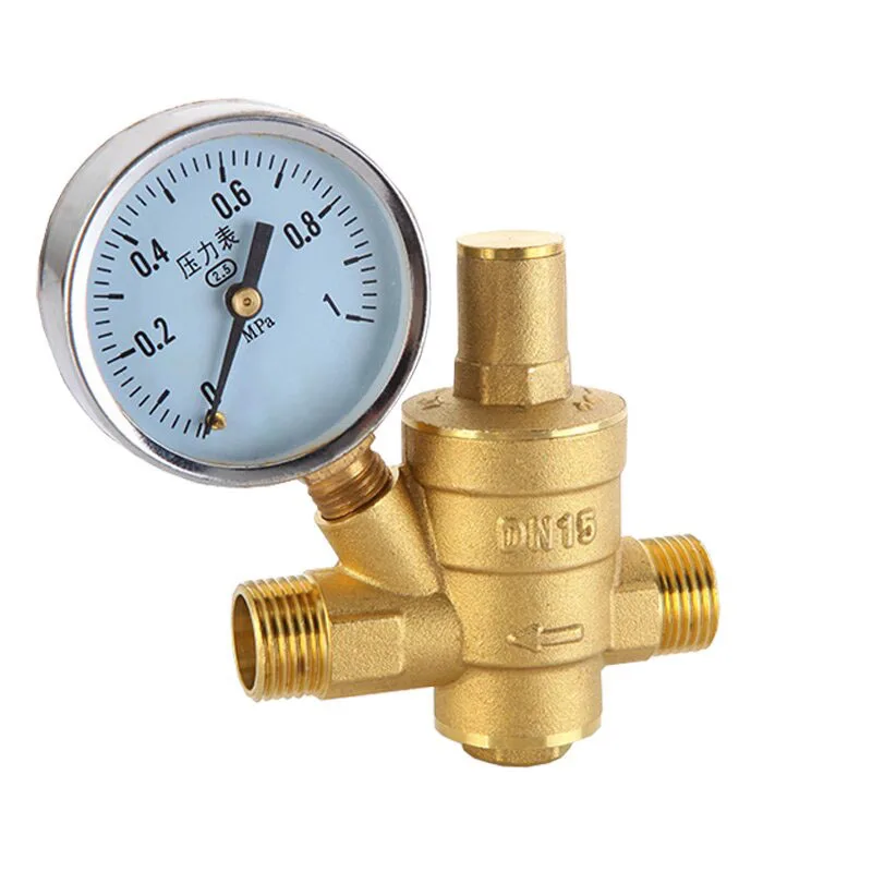 

Регулируемый редукционный клапан для воды 1/2 дюйма, 3/4 дюйма, 1 дюйм, латунный манометр, регулировочные клапаны с манометром