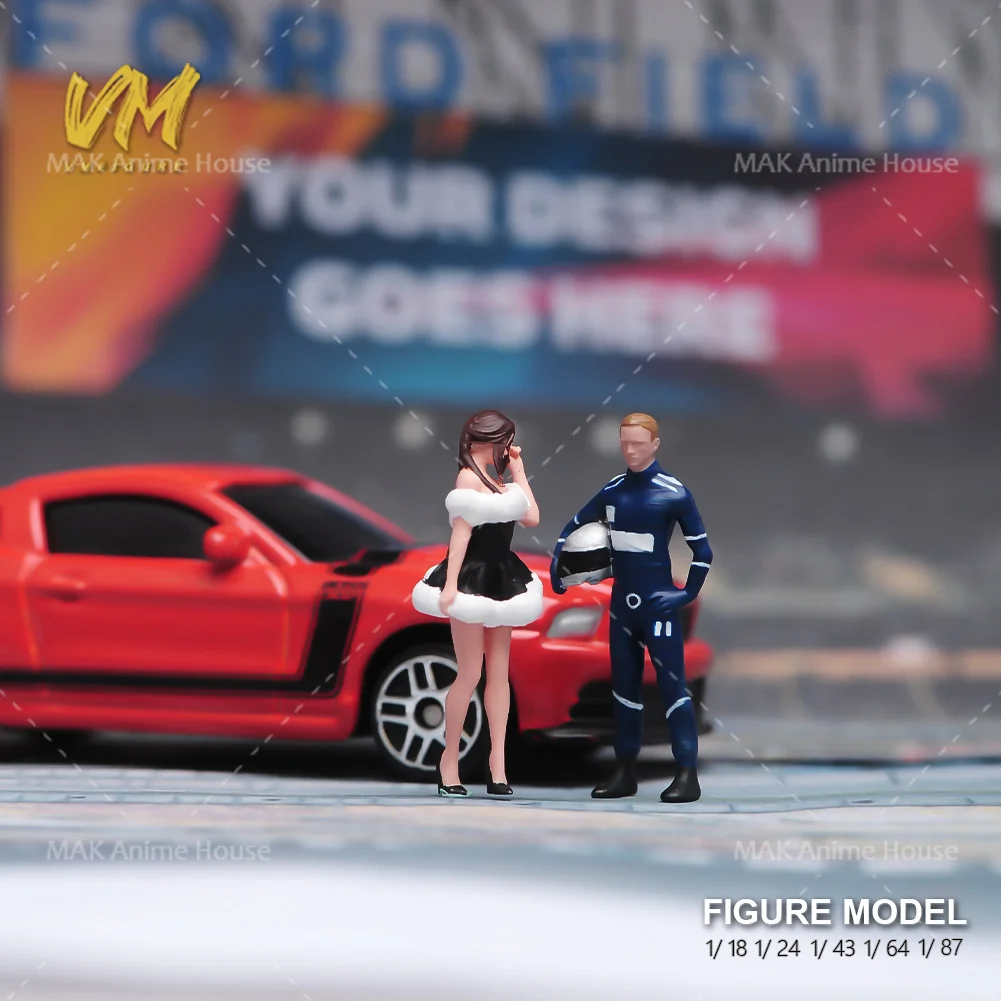 ミニチュアフィギュア 1/87 1/64 1/43 1/24 1/18 レーシングドライバーシャイビューティーカップル塗装モデルクリエイティブ写真シーン人形おもちゃ