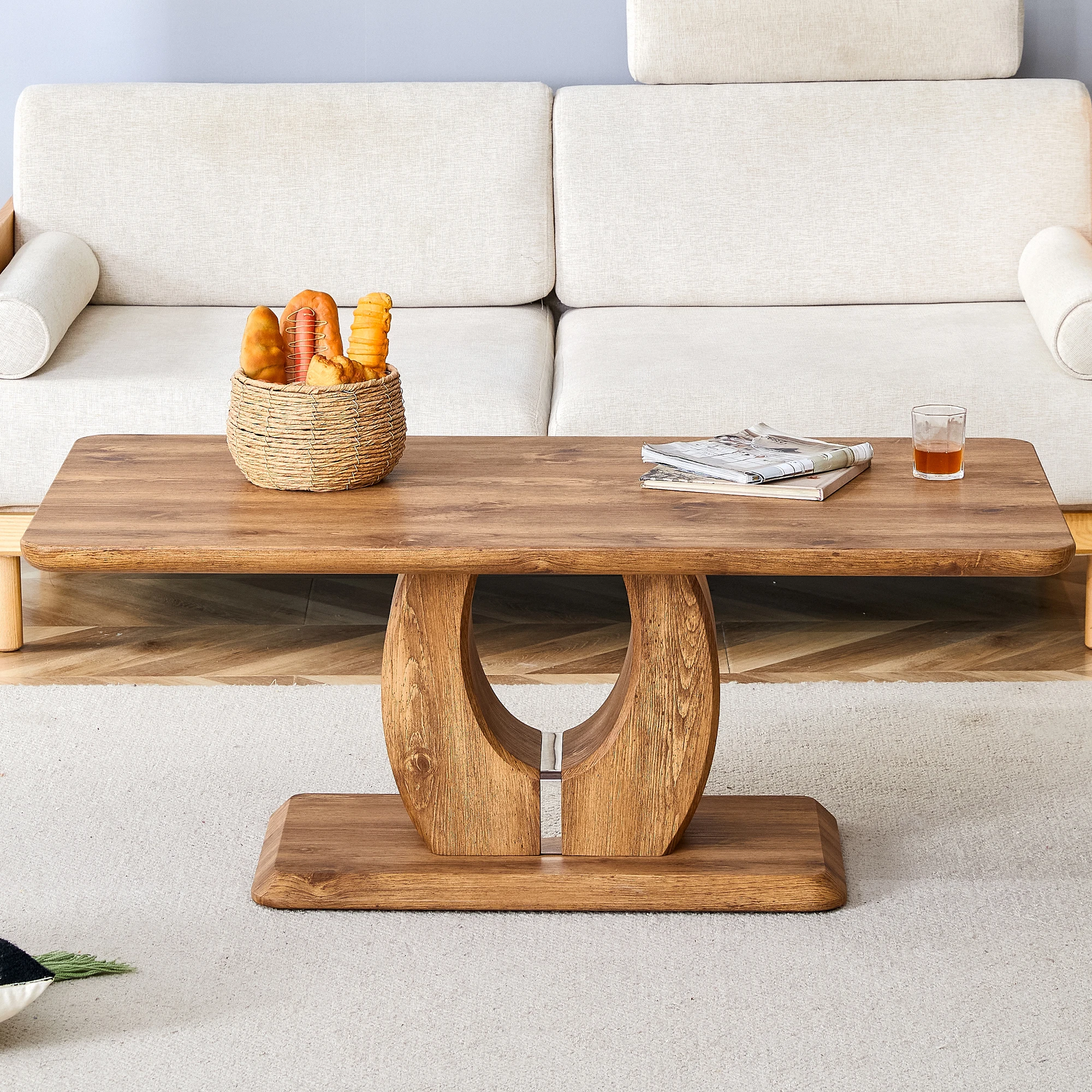 *☆ Modern Simple Luxury Wood Color Rectangular Coffee Table Panel Living Room Furniture For Dining Room Living Room Kitchen