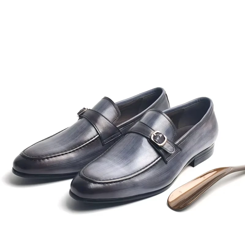 Deluxe Genuine Leather Casual Shoe for Man Elegant Buckle Loafer Shoes Wedding Party Slip-On Wear Zapatos De Vestir Hombre