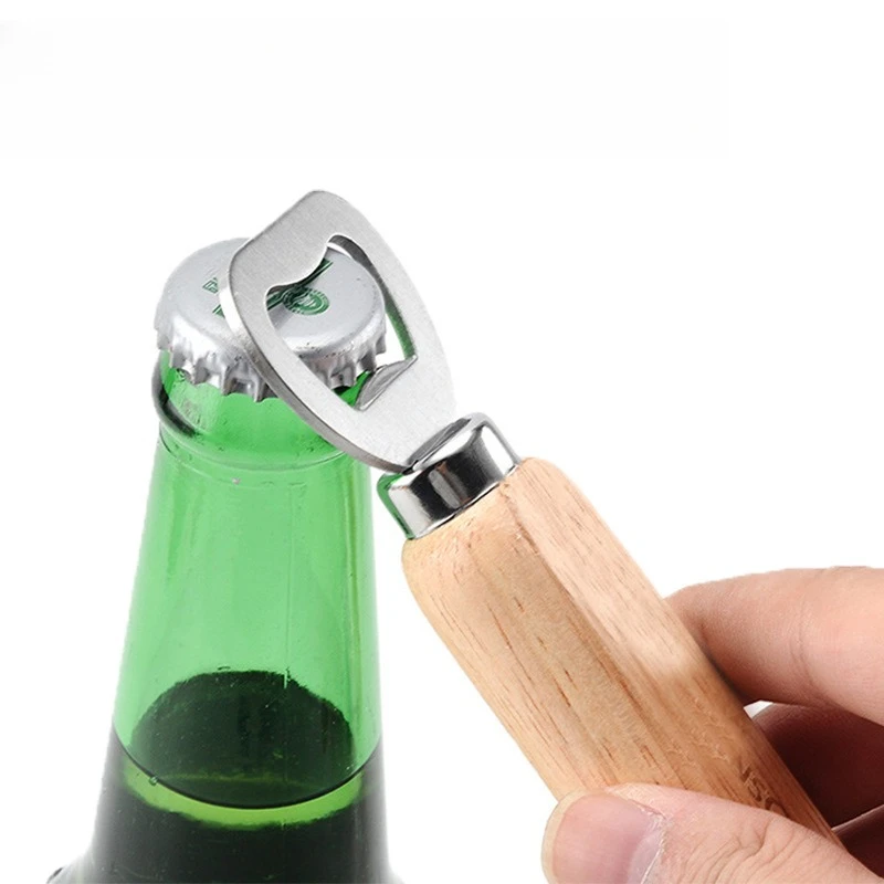 

Stainless Steel Bottle Opener with Wooden Handle - Ergonomic & Rust-Proof