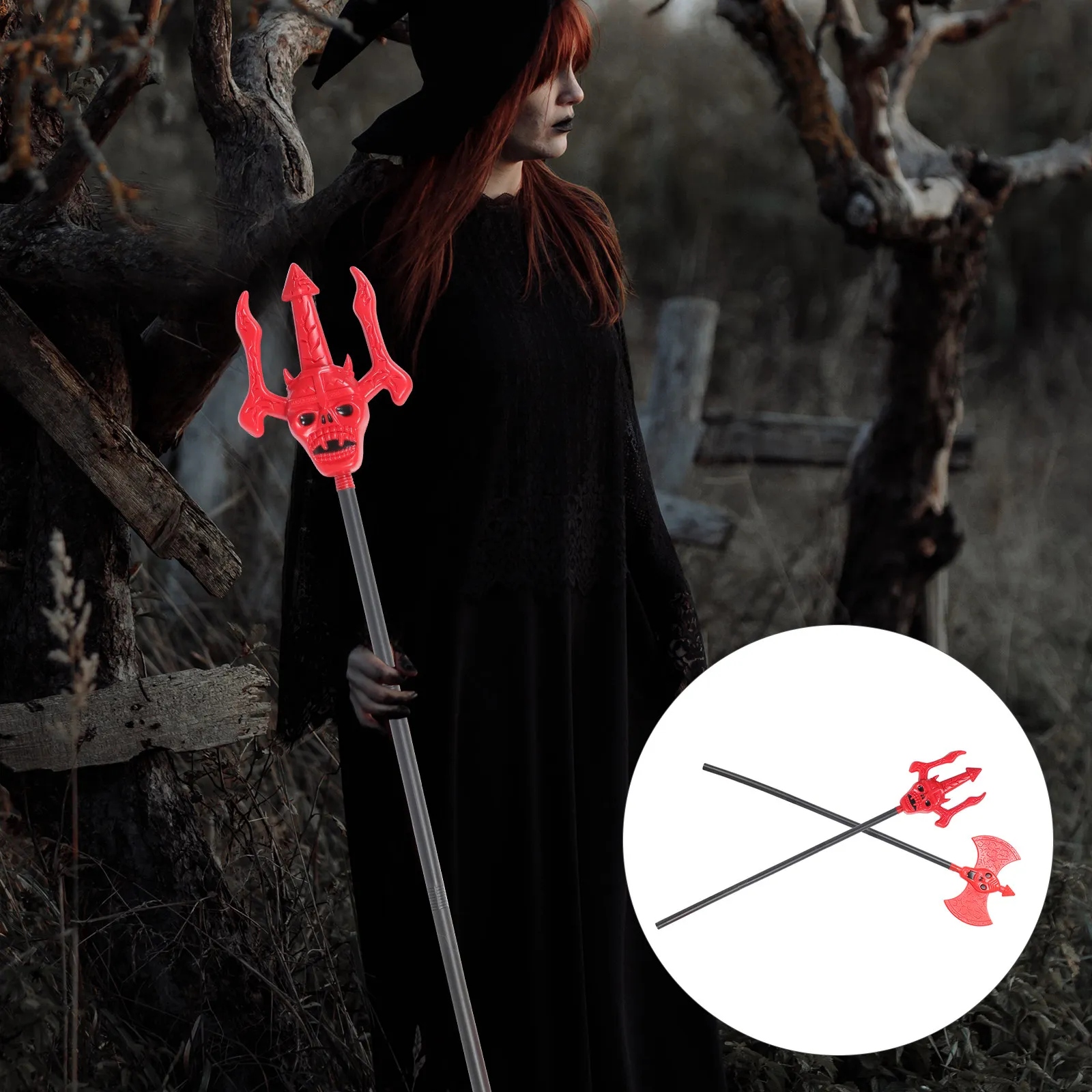 

Набор: Двусторонний топор Дьявола, реалистичный пластиковый реквизит для Хэллоуина, аксессуар для косплея, товары для вечеринок