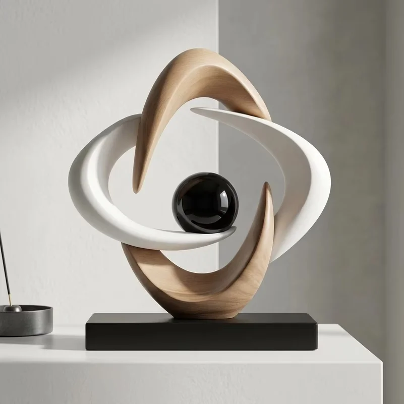 Resin Handicrafts Geometric Hollow Sculptures Spiral Abstract Rings Decorative Figurines Home Decoration Accessories home decor