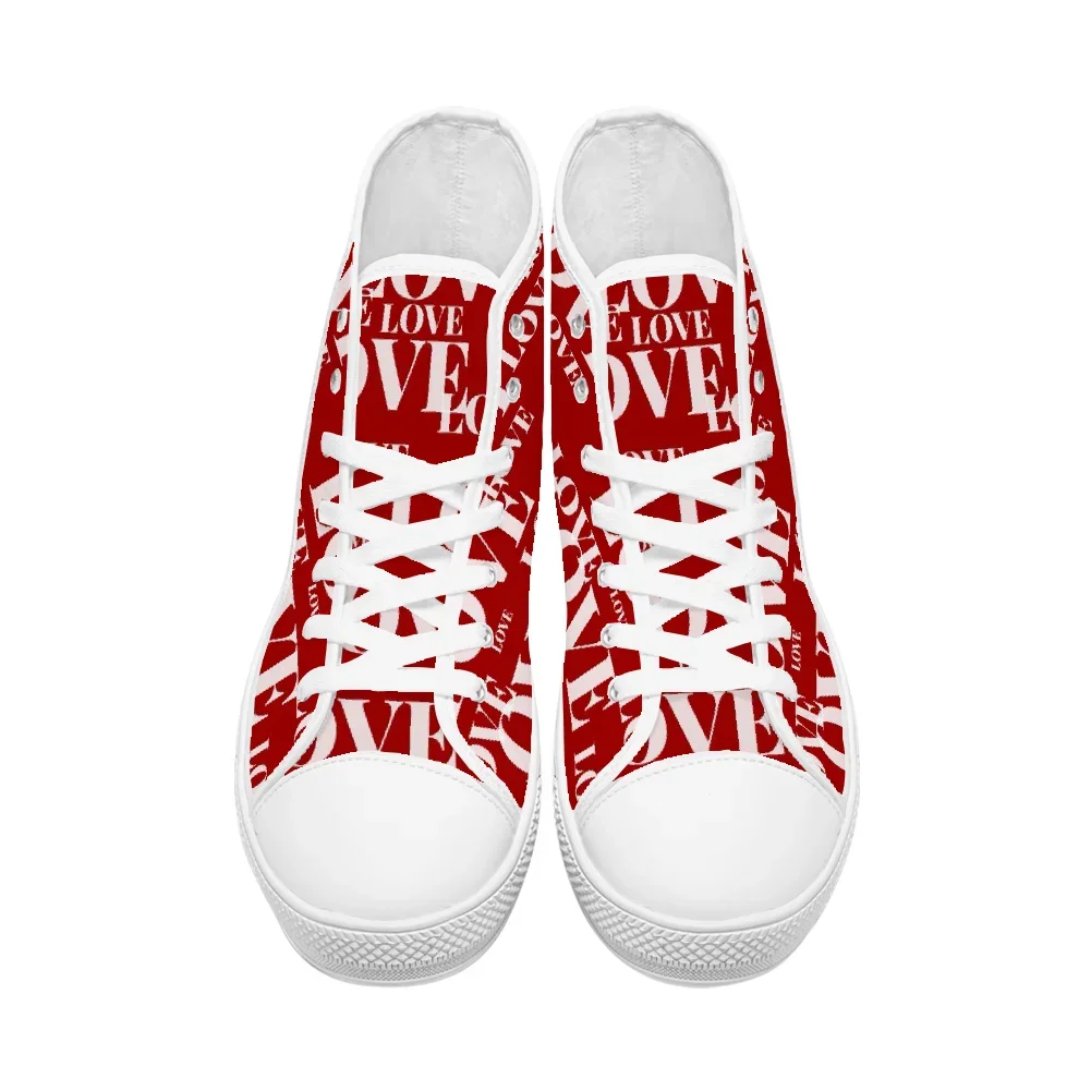 Custom classic high-top canvas shoes with red Valentine's Day print, stylish casual shoes. view 5