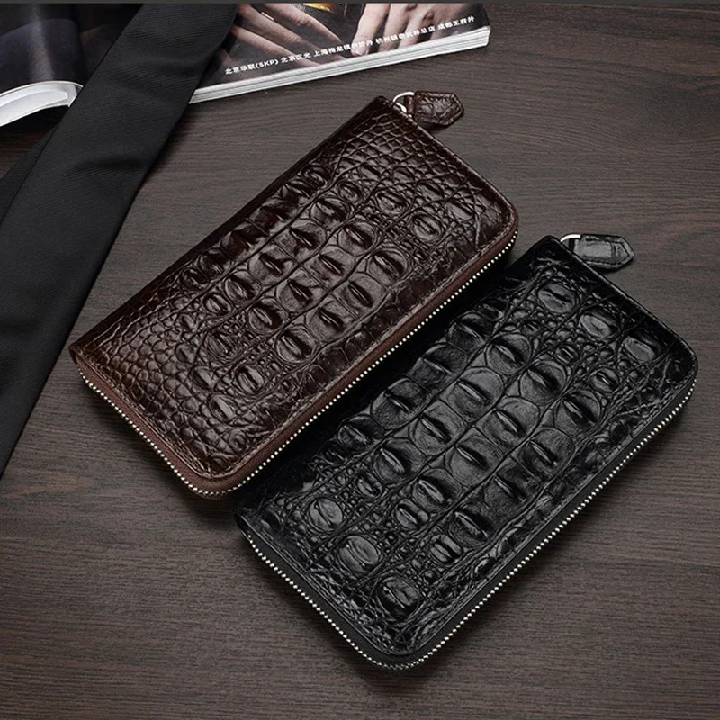 2024 Fashion Business Men\'s Alligator Wallets Crocodile Genuine Leather Long Organizer Wallet Boy Brand Luxury Card Holder Purse