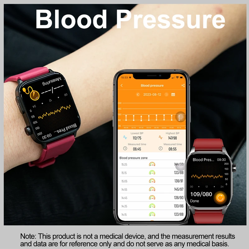 Reloj inteligente NAMOFOTO de 2,04 pulgadas, reloj AMOLED ECG, ácido úrico, presión de lípidos en sangre, oxígeno, reloj de pulsera para hombres y