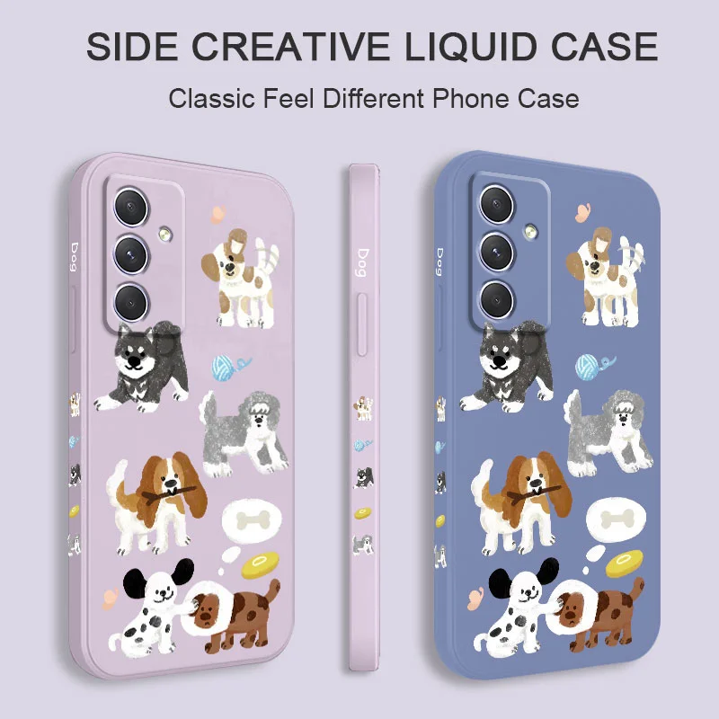 Chalk Drawing Dog Phone Case For Samsung Galaxy A55 A35 A25 A15 A05 A05S A54 A34 A24 A14 A04 A04S A04E 4G 5G Cover