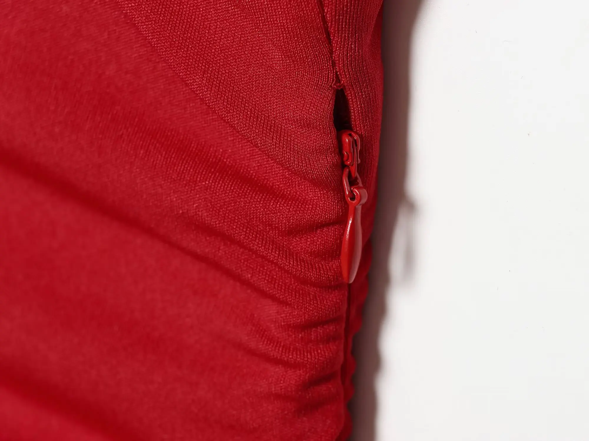 New Women High-Neck Sleeveless Ruched Sheer Red Mini Dress Mini Bodycon Celebrity Christmas Party Dress