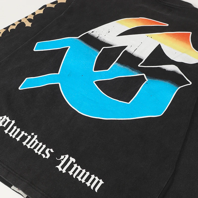 2025 خريف شتاء جديد Godspeed تي شيرت طويل الأكمام شاطئ البحر عرض طباعة الرجال الرجعية الهيب هوب الجمجمة غسلها تفعل القديمة تي شيرت #4