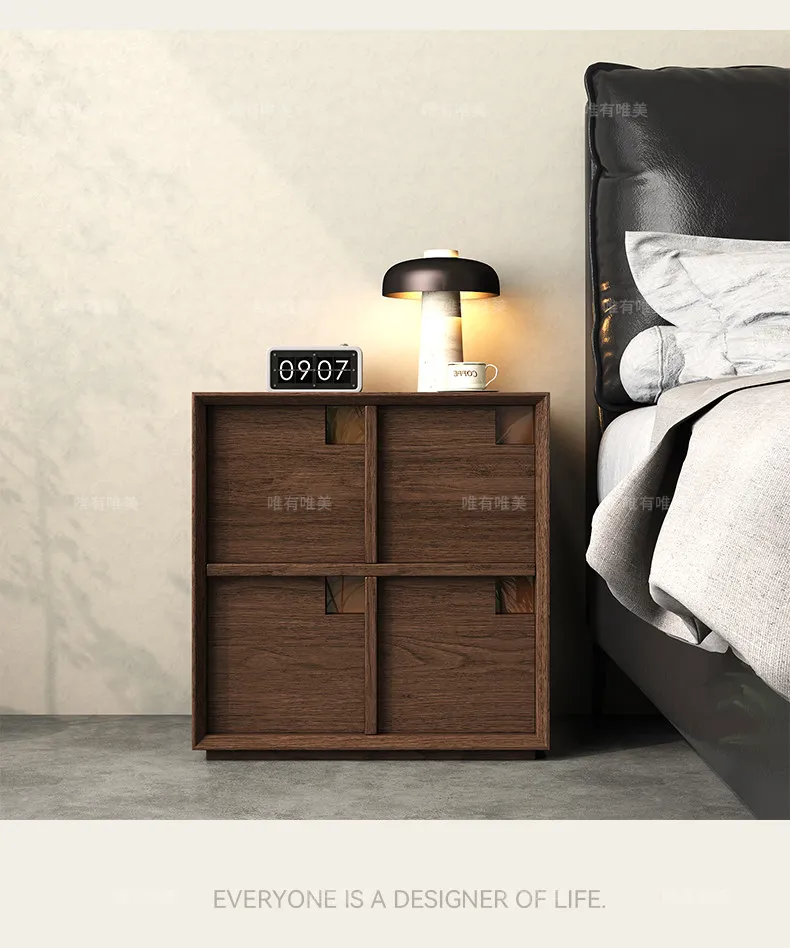 DSA Nachttisch aus Massivholz für Zuhause und Schlafzimmer, multifunktional mit kabelloser Ladefunktion und Audio.