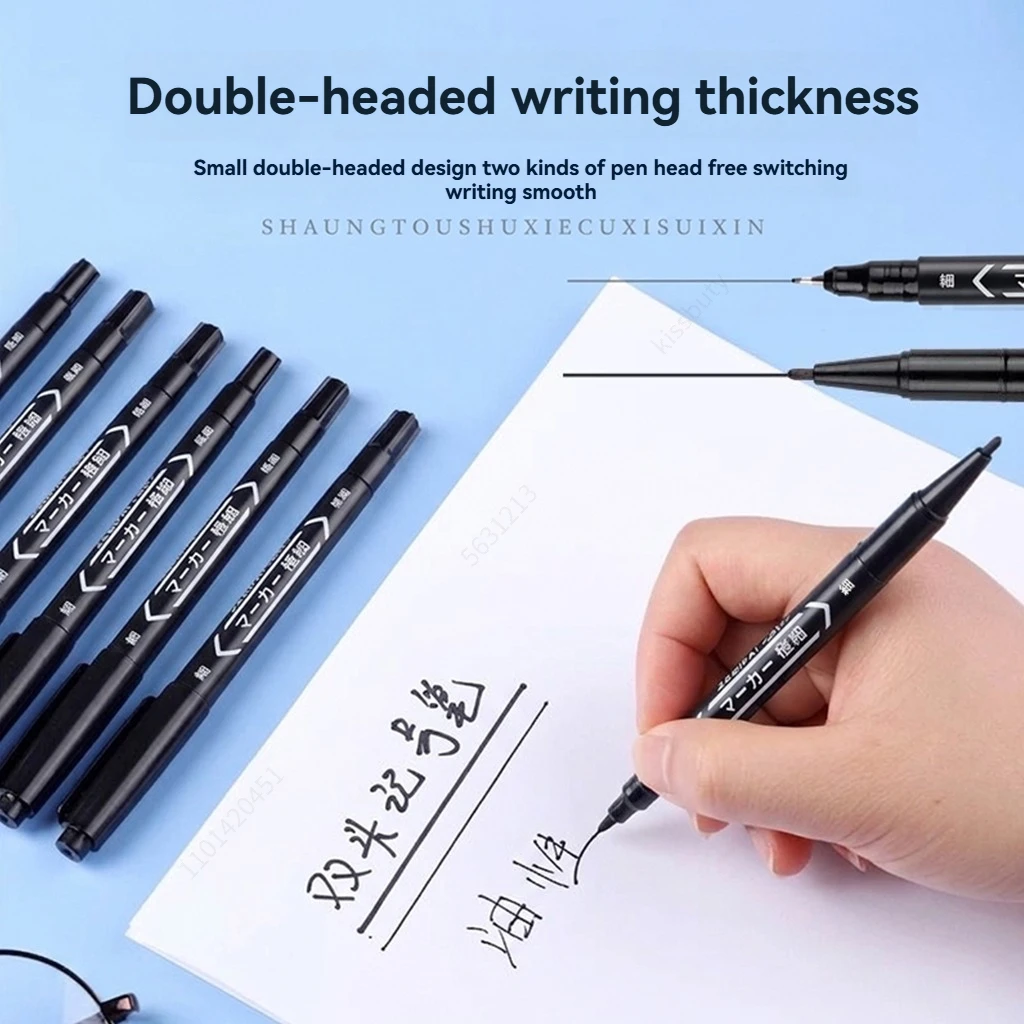10-100 Teile/satz Doppel Spitze Permanent Farbe Marker Stift Schwarz für Reifen Fettige Marker Schnell Trocknend Unterschrift Stift schreibwaren – Detail 4