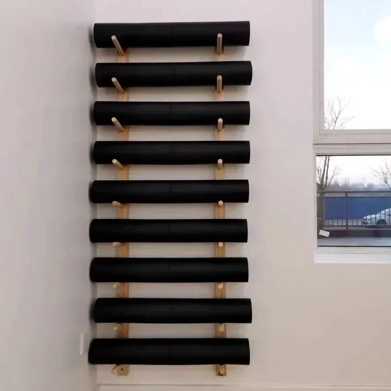 

Suitable for home organization in gyms, large capacity hanging storage system for storing yoga mats and Pilates equipment