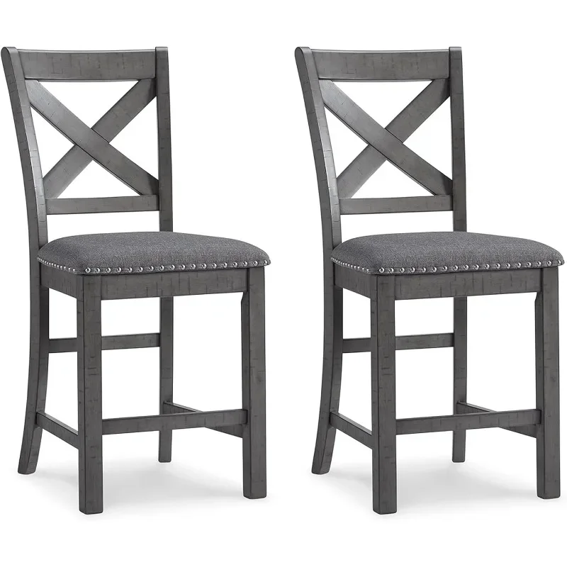 Signature Design By Ashley Myshanna Modern FarmhouseCounter Height Upholstered Barstool