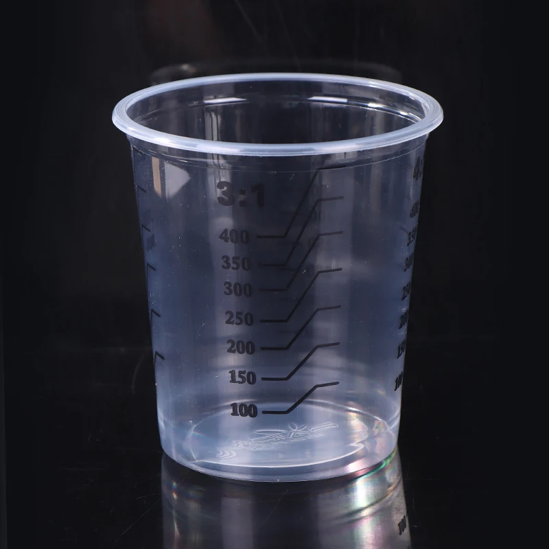Copos de mistura de plástico transparente de 500ml, 10 peças-pote de mistura de tinta calibrada descartável com marcação de medição, design fácil de derramar