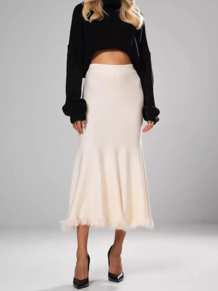 

Autumn Knitted Fishtail Skirt Fashion Temperament Elegant High Waist Skirts for Women Soft Comfortable Long Skirts for Women