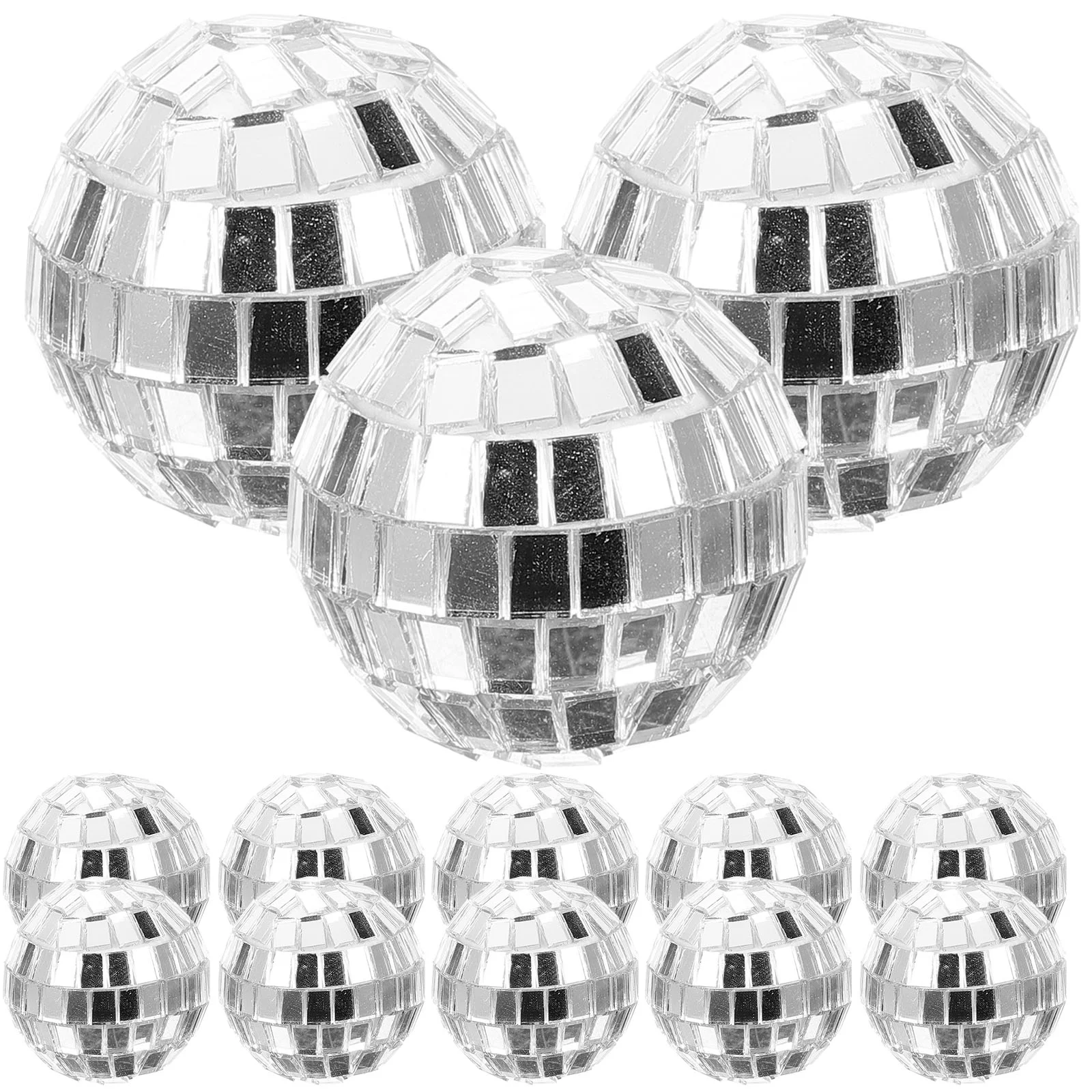 12 Pcs Disco Mirror Ball Hanging Balls Silver Glasses Balloon Reflective Decoration Ornament for Party