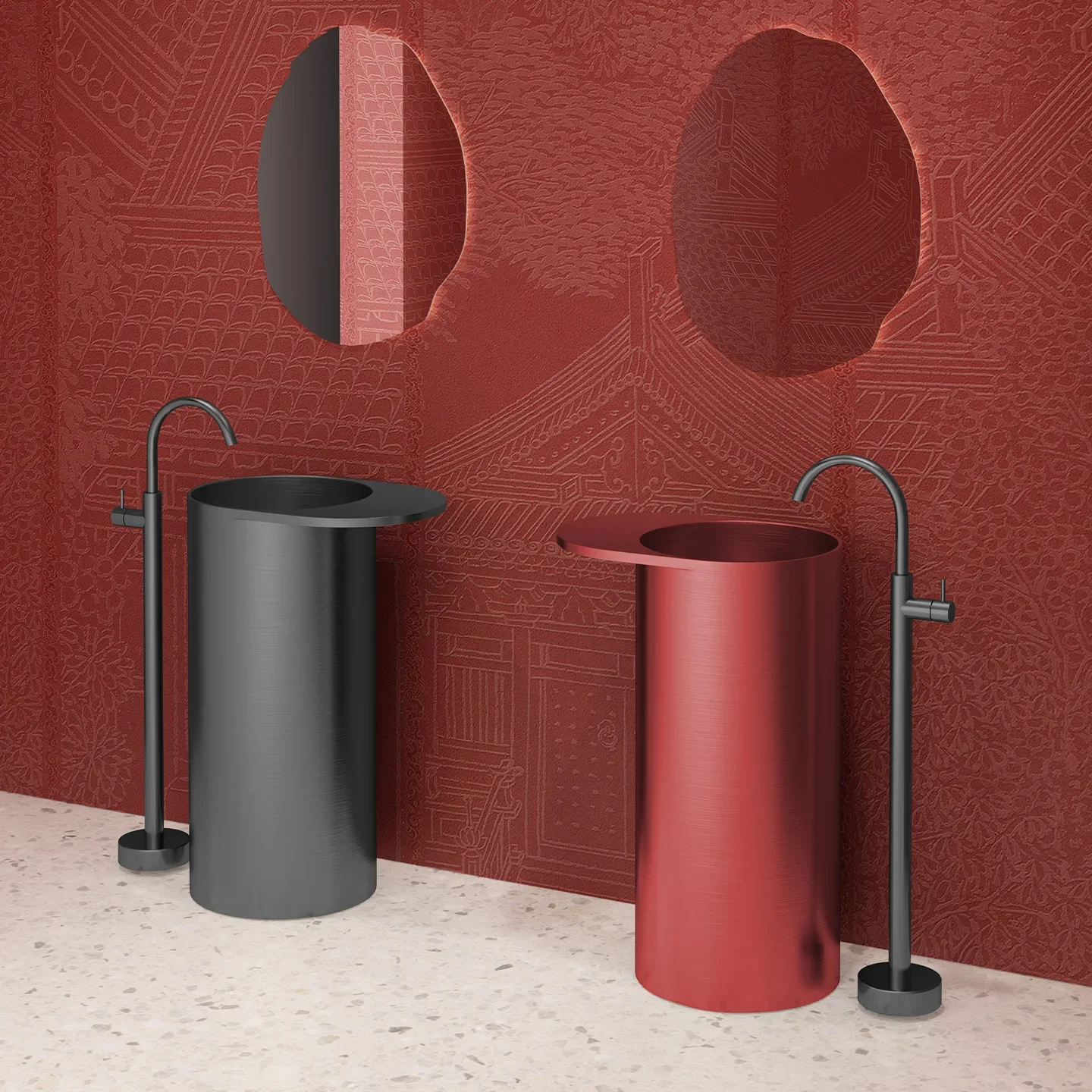 Stainless steel column floor-to-ceiling sewer, bell mouth integrated bathroom, household drainage column type wash basin