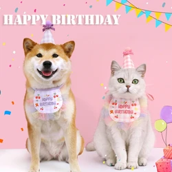 Pet Cat Dog Party Decoration Set Dog Puppy Birthday Triangle Scarf Hat Bow Tie Dogs Birthday Decoration Supplies Pet Supplies