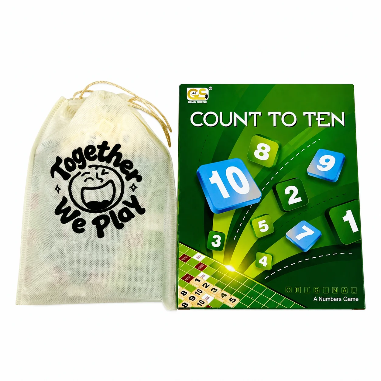 Crossword & Count To Ten Board Game, Letter Word Spelling / Number Strategy Puzzle Family Party Travel Game