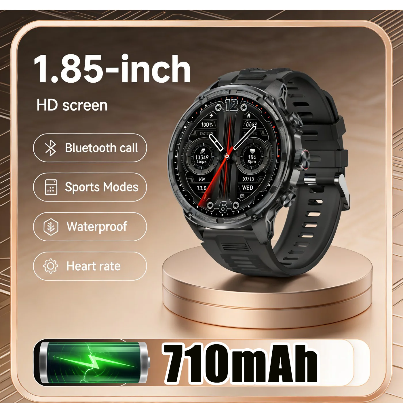 

2026NEW GPS Smartwatch 1.85'Ultra-high Definition 710mAh Large Battery Flashlight BT Call Waterproof Sports Fitness Smart Watch