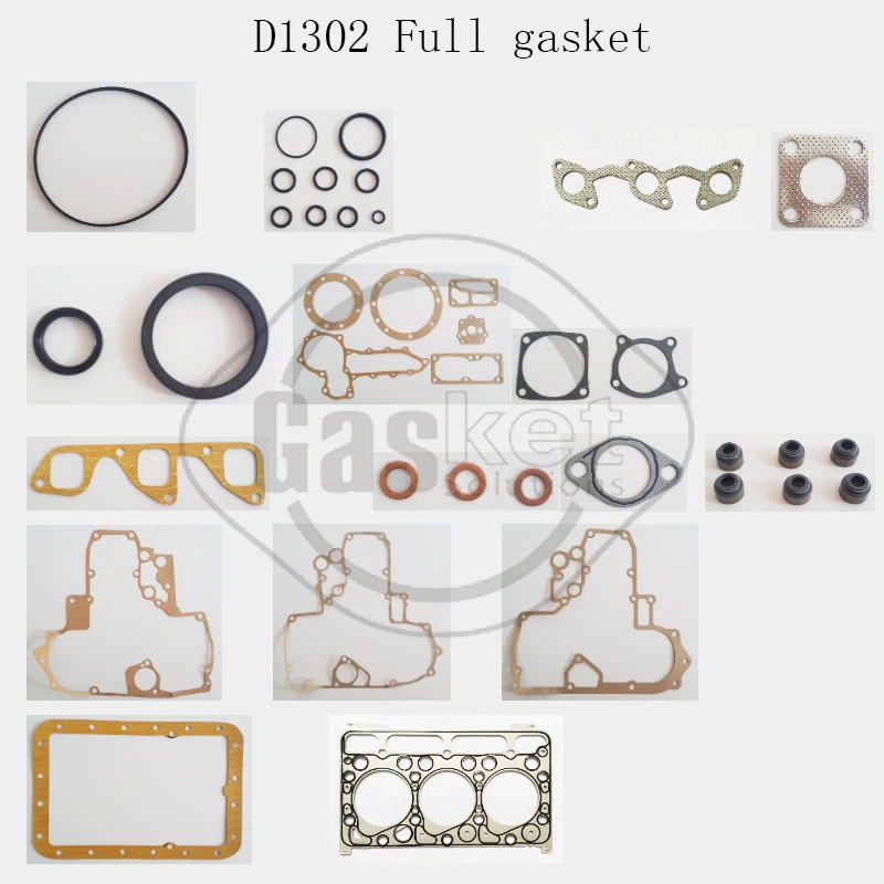 For kubota engine D1303 D1302 Full gasket with cylinder head gasket 1 Set