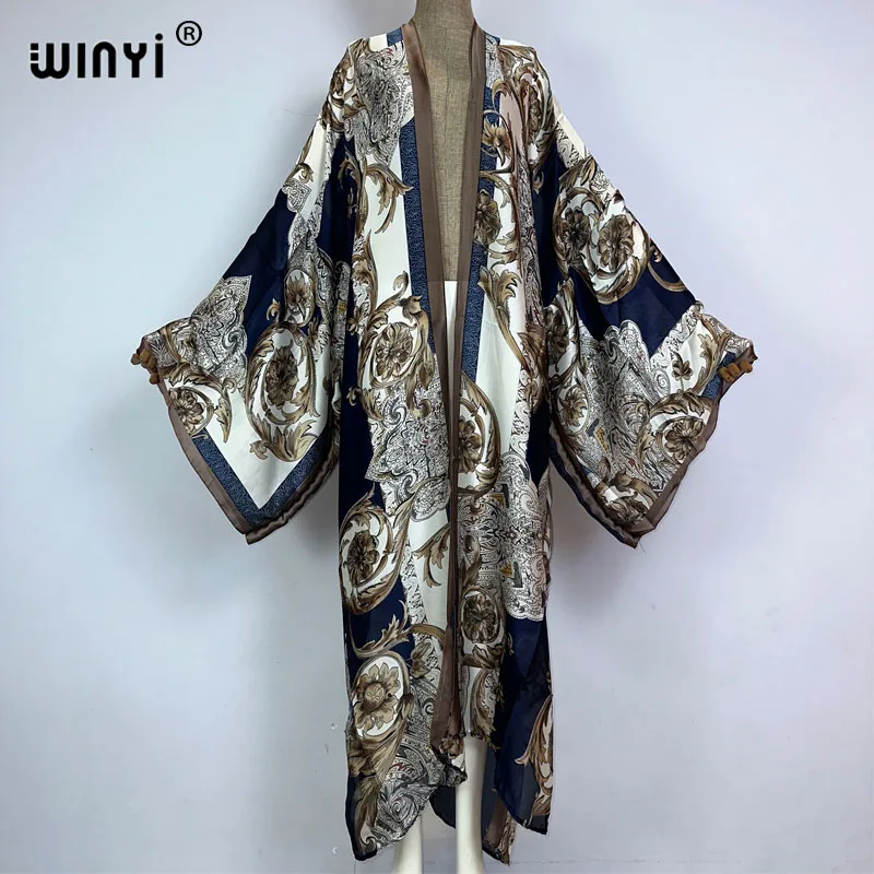 WINYI Africa new kimono Women Cardigan fashion kaftan Cocktail sexy Boho Beach Cover up African Holiday long Sleeve maxi Robe