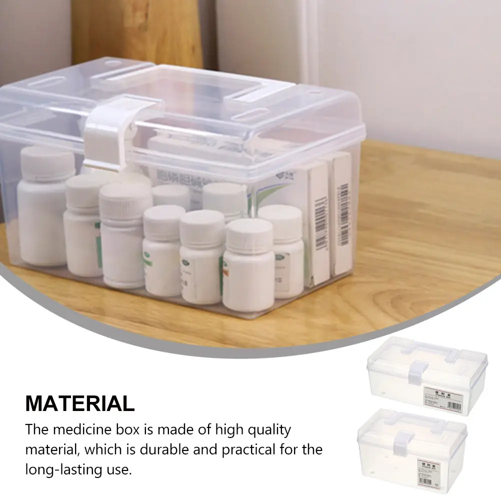 

2 Pcs Portable Medicine Kit Transparent Medical Box Decorations Practical Plastic