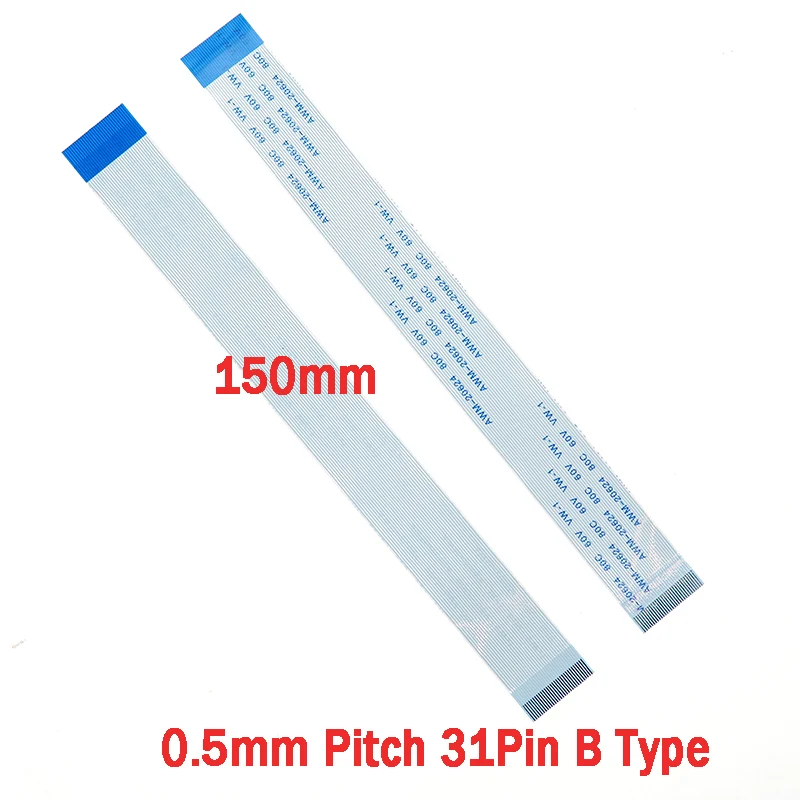 Cabo FFC Tipo B de 31 Pinos Personalizado, Passo de 0,5mm, 150mm, AWM 20624 80C 60V VW-1, Cabo Flexível Plano Reversível para Tela LCD de Laptop