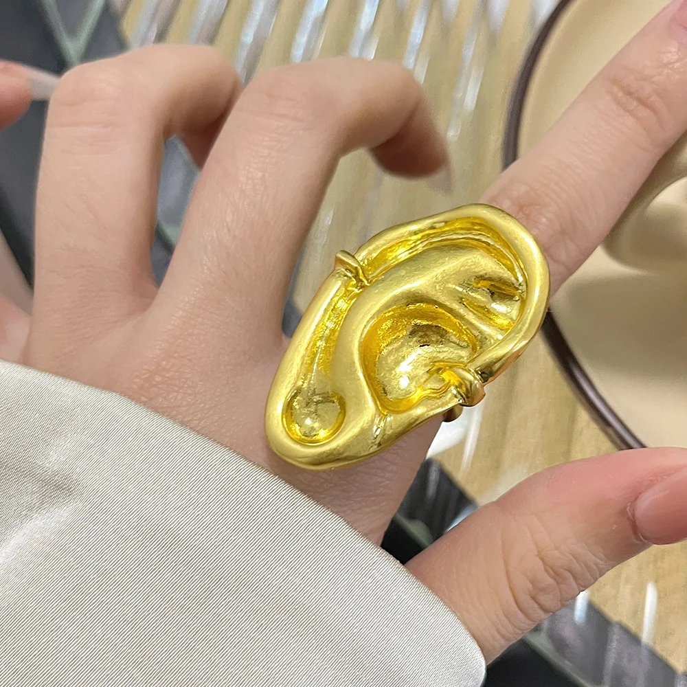 French vintage show face and facial features series ear shape Opening  ring