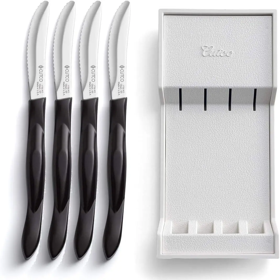 Table Knives Set of Four with Tray, Four of Cutcos Knife in a Dishwasher-safe Tray, 8.4 Inch Long, 3.4 Inch Double-D