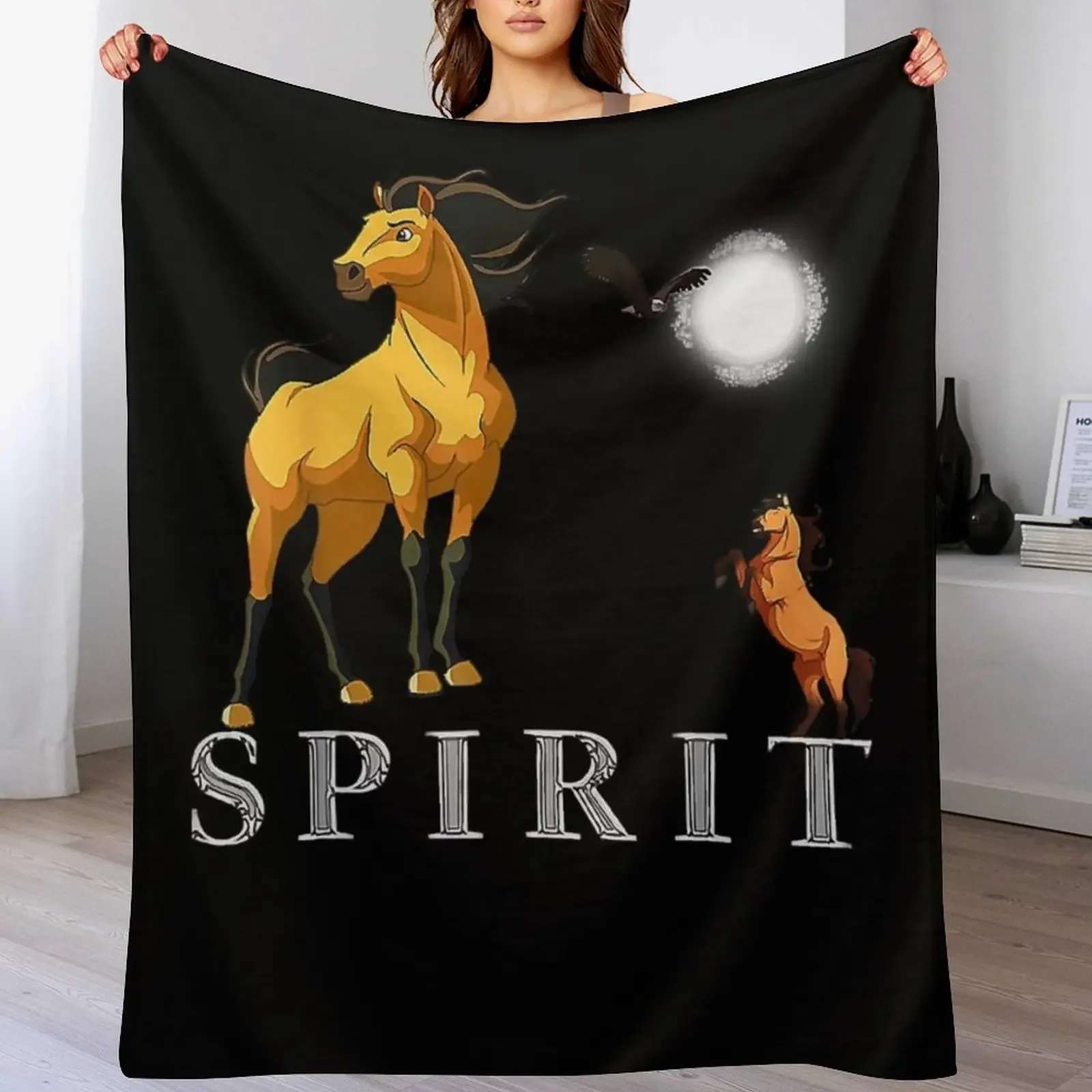 

Spirits Stallions of the Cimarrons Premium T-Shirt Throw Blanket Easy Care Comfortable Blanket for Couch