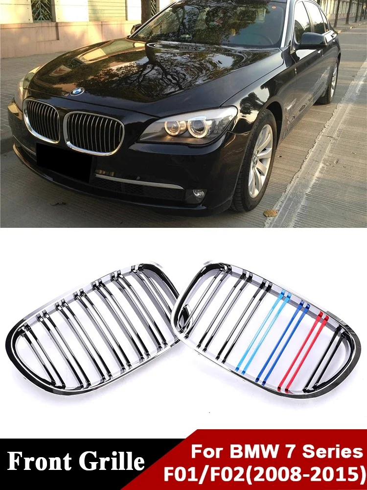 

Chrome Black Front Kidney Replacemet Grill For BMW 7 Series F01 F02 2008-2015 Facelift Racing Bumper M Color Grille Cover