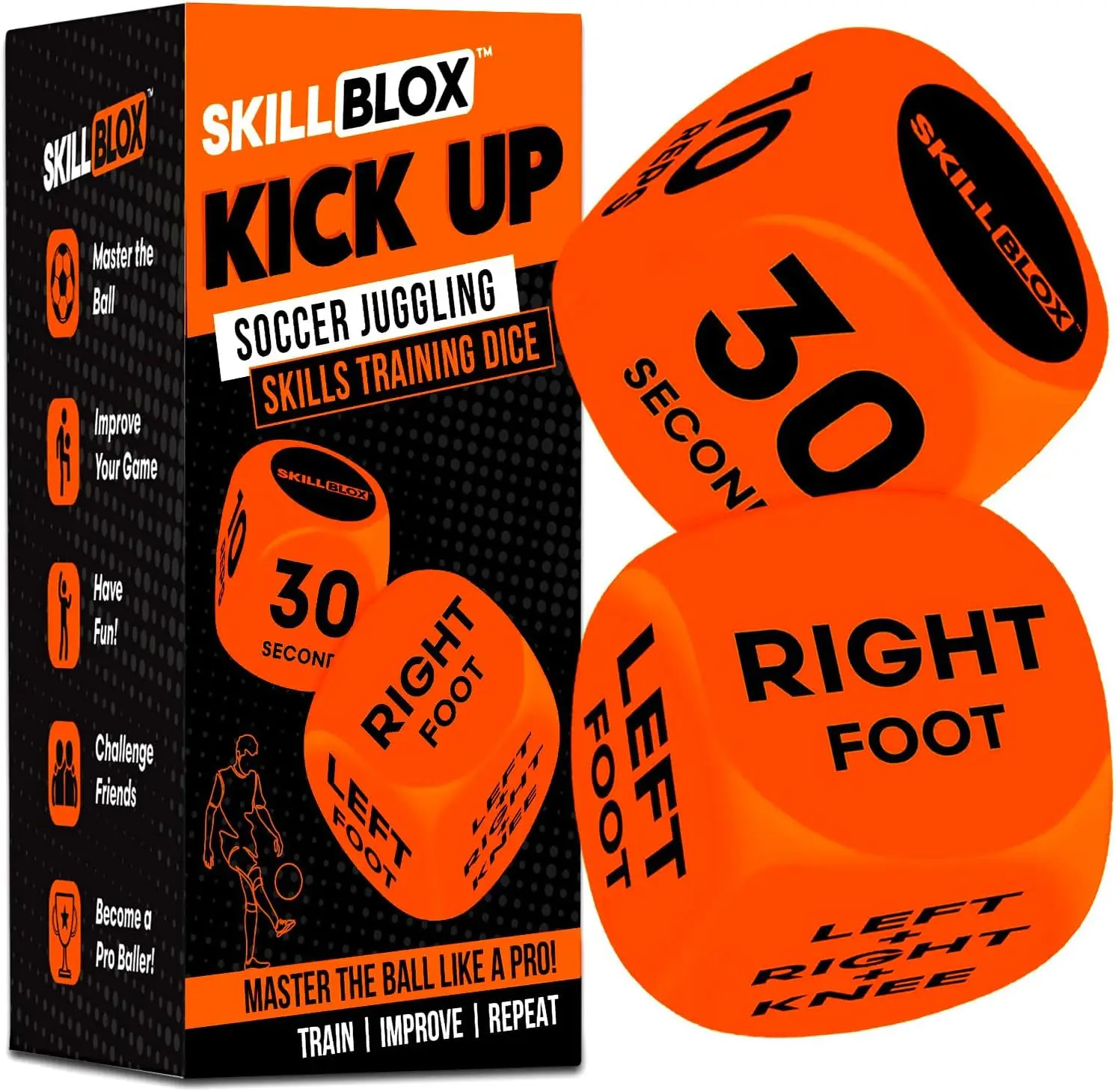 

Soccer Kick Up Training Dice (2 pcs) - Juggling Skills Game for Kids Ages 8-12, Fun Practice Equipment