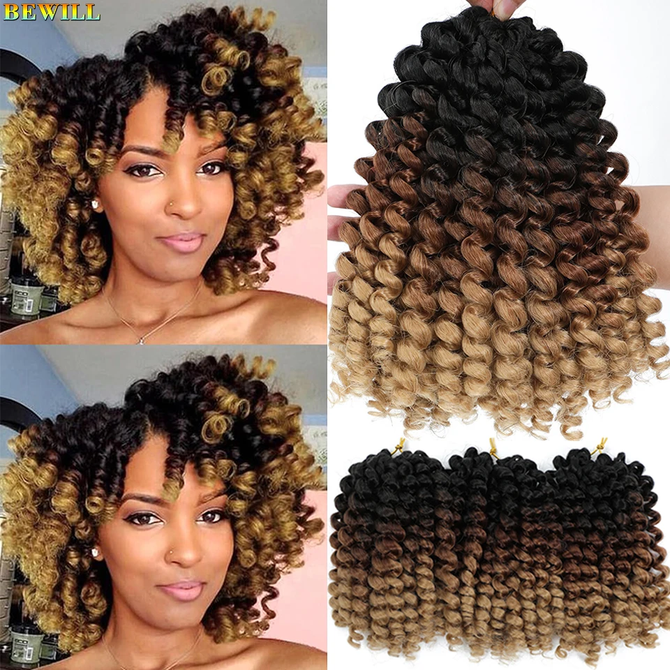 

Ombre Ямайская Bounce Wand Curl Вязание крючком Волосы 8-дюймовые Короткие Синтетические Палочки Вьющиеся Вязаные Крючком Косы Волосы для Женщин Детей 20 Корней/Упаковка