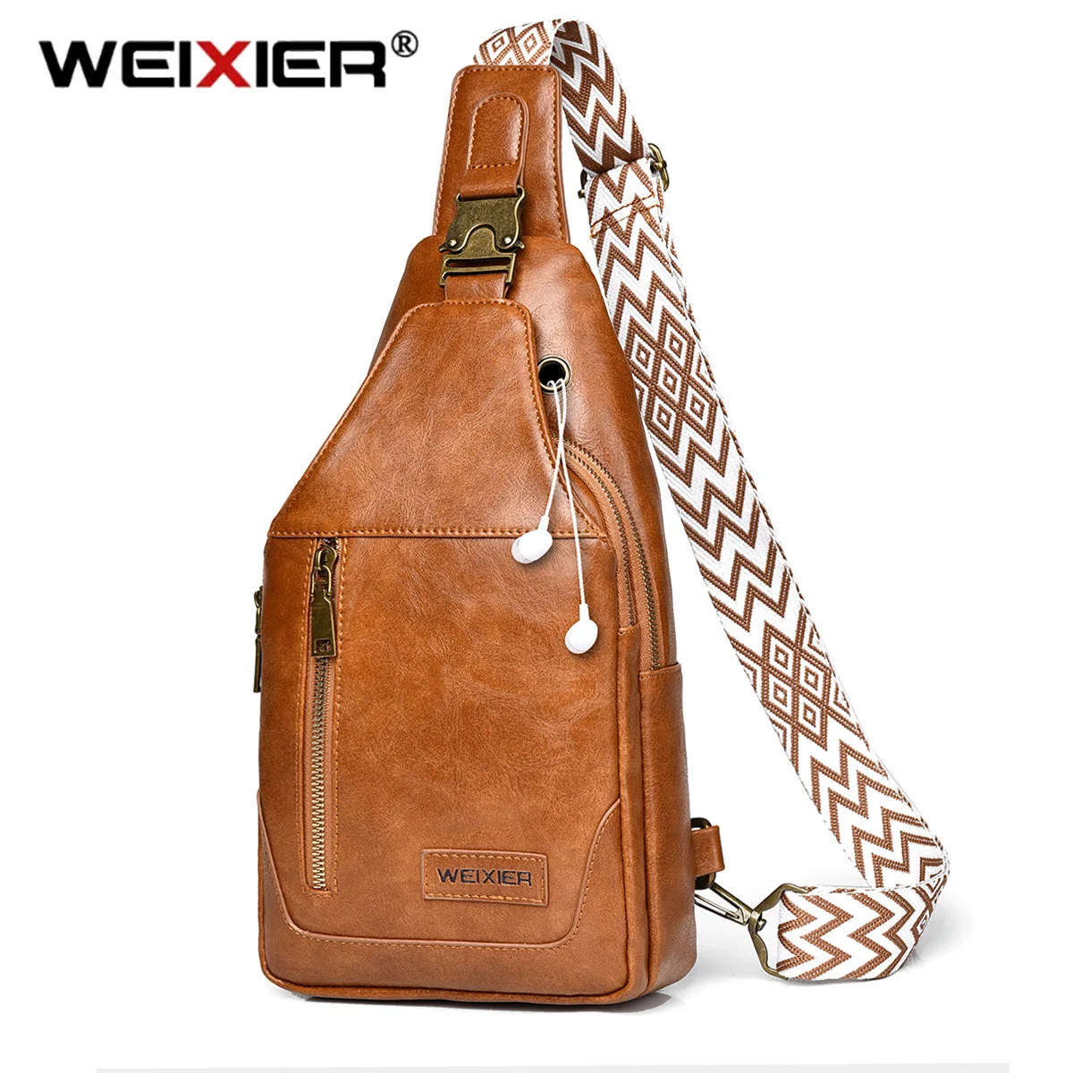 

WEIXIER 2024 New Retro Men High capacity Crossbody Bag Leisure Fashion Brand PU Portable Chest Bags Waterproof Motorcycle Bag