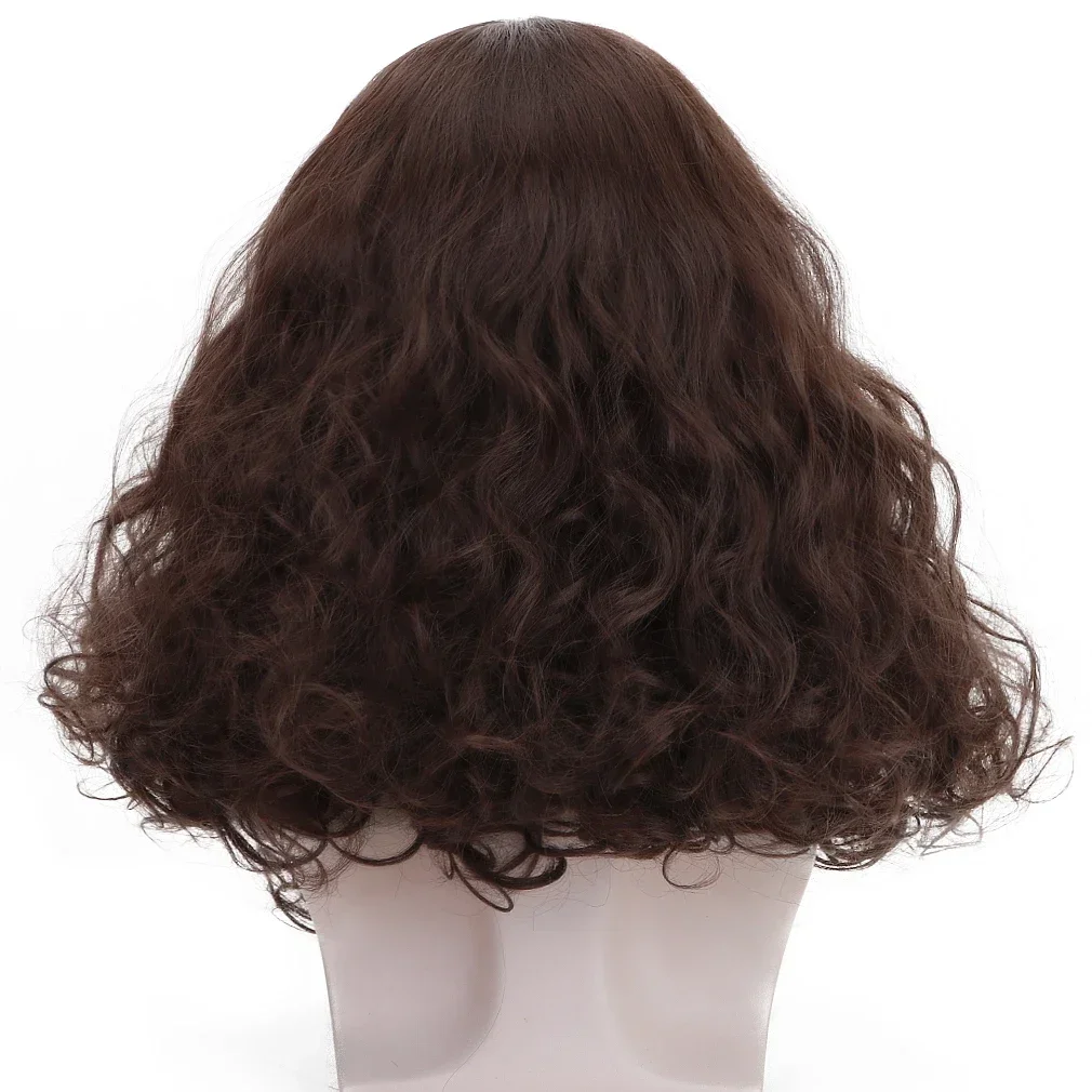 ชุดวิกผมและเคราสีน้ำตาลสำหรับผู้ใหญ่ ทรงผมหยิก ทนความร้อน เหมาะสำหรับงานคอสเพลย์ ปาร์ตี้ฮาโลวีน และงานคาร์นิวัล