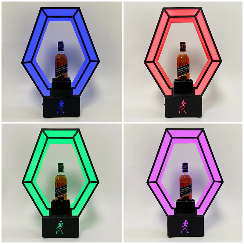 

LED Acrylic Wine Seat Weiss Wine Seat Display Rack Champagne Rack Bar Luminous Base Rhombus Prop KTV