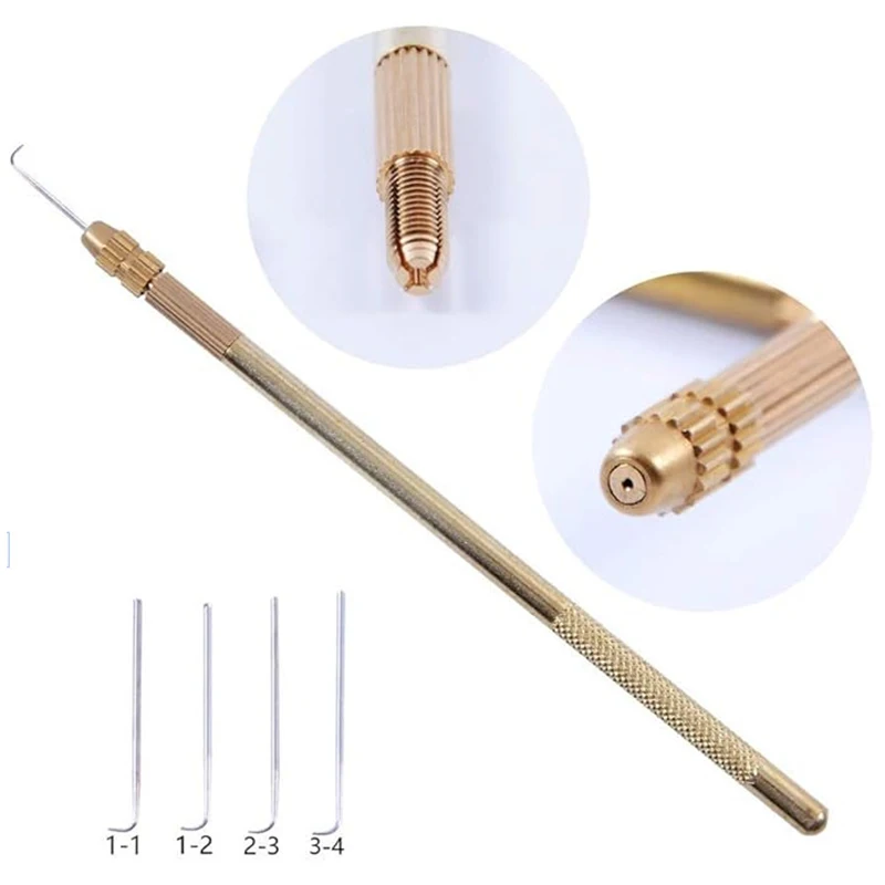 

1Pc Ventilating Needle For Lace Wig Making Detachable Brass Handle Wig Making Repair Needles For Wig Making Hair Extention Tools