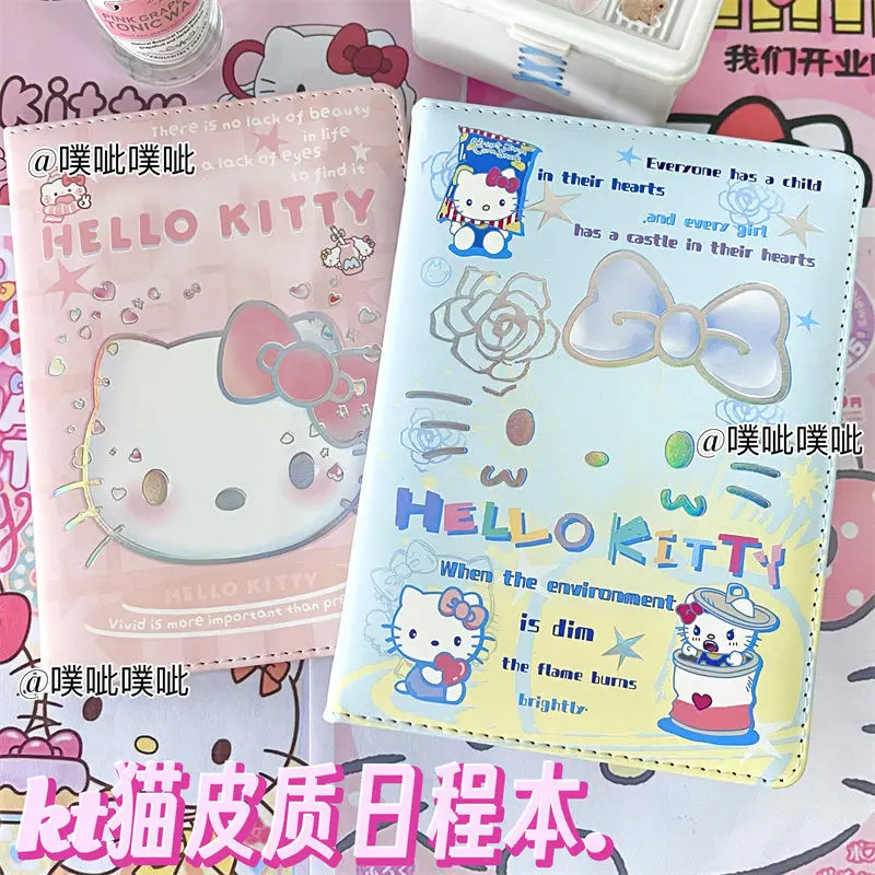 

2025 Kawaii Sanrio Hello Kitty Handbook Schedule Book Student Plan Book Cute Anime Cartoon Leather Writing Book Girls Gifts Toys
